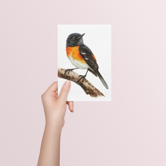 Watercolor American Redstart Bird Print Unframed - Wall Art Bird Illustration - Picture 5 of 5